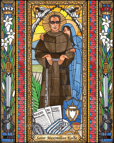 Aug 14 - “St. Maximilian Kolbe” © artwork by Brenda Nippert.