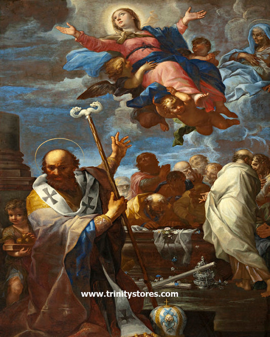 Aug 15 - Assumption of Mary with Sts. Anne and Nicholas of Myra by Museum Religious Art Classics.