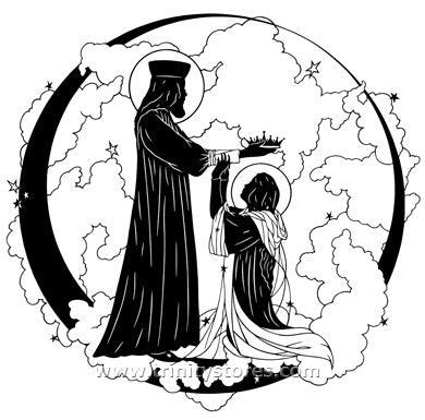 Aug 22 - Coronation of Mary silhouette art by Dan Paulos. - trinitystores