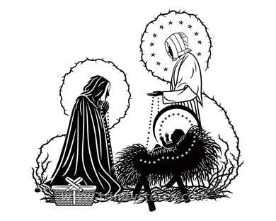 Aug 30 - St. Jeanne Jugan and Infant Jesus silhouette art by Dan Paulos. - trinitystores