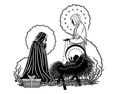 Aug 30 - “St. Jeanne Jugan and Infant Jesus” © silhouette art by Dan Paulos.