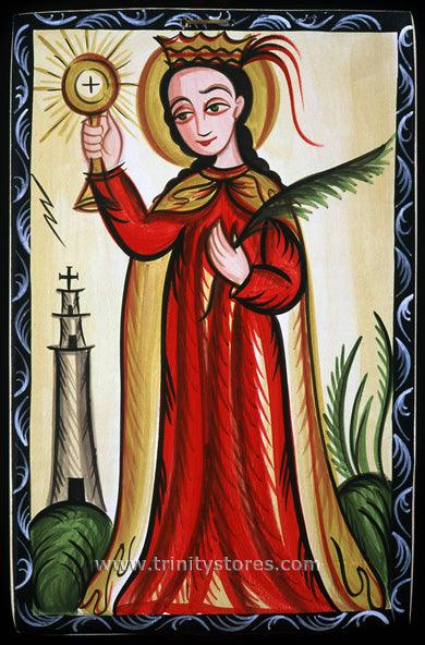 Dec 4 - St. Barbara retablos art by Br. Arturo Olivas, OFS - trinitystores