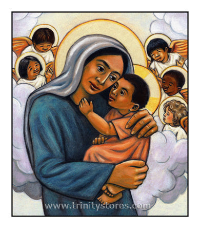 Dec 22 - “Madonna and Child with Cherubs” © artwork by Julie Lonneman.