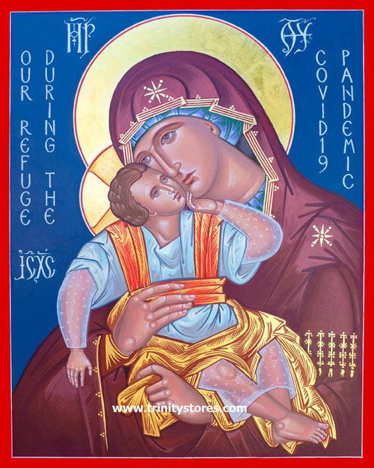 Dec 30 - Mother of God, Our Refuge During the Covid 19 Pandemic icon by Robert Gerwing. - trinitystores