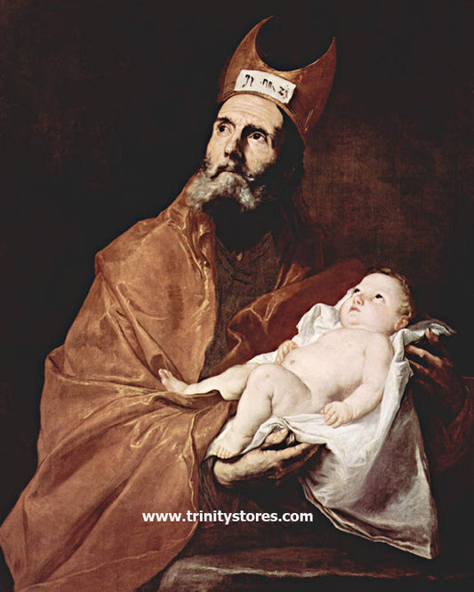 Feb 3 - “St. Simeon Holding Christ Child” by Museum Religious Art Classics.