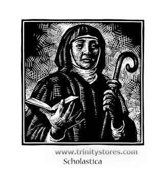 Feb 10 - “St. Scholastica” © artwork by Julie Lonneman.