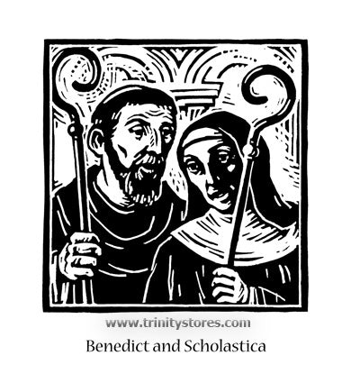 Feb 10 - “Sts. Benedict and Scholastica” © artwork by Julie Lonneman.
