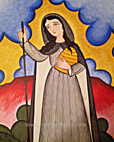 Feb 11 - “St. Gobnait” © retablos art by Br. Arturo Olivas, OFS.