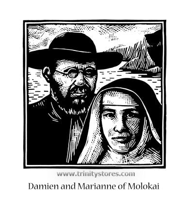 Jan 23 - “Sts. Damien and Marianne of Molokai” © artwork by Julie Lonneman.