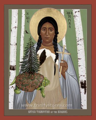 Jul 14 - St. Kateri Tekakwitha of the Iroquois icon by Br. Robert Lentz, OFM. - trinitystores