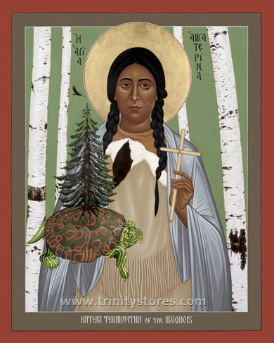 Jul 14 - “St. Kateri Tekakwitha of the Iroquois” © icon by Br. Robert Lentz, OFM.