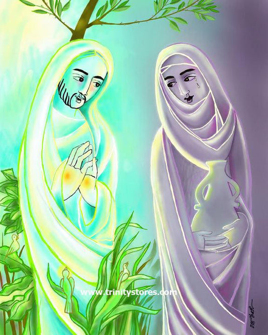 Jul 23 - Jesus with Mary Magdalene artwork by Br. Mickey McGrath, OSFS. - trinitystores