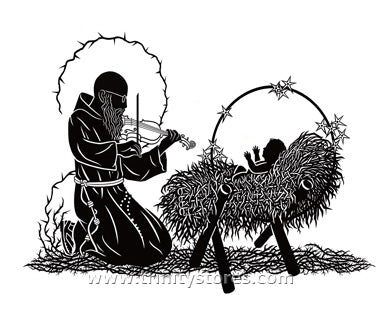 Jul 30 - “Bl. Solanus Casey and Infant Jesus” © silhouette art by Dan Paulos.