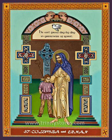 Jun 9 - St. Columba and Ernan icon by Lewis Williams, OFS. - trinitystores