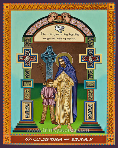 Jun 9 - “St. Columba and Ernan” © icon by Lewis Williams, OFS.