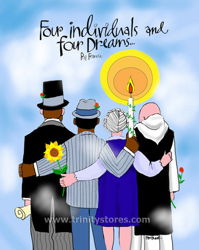 Jun 18 - “Four Individuals and Four Dreams” © artwork by Br. Mickey McGrath, OSFS.&nbsp;  &nbsp;
