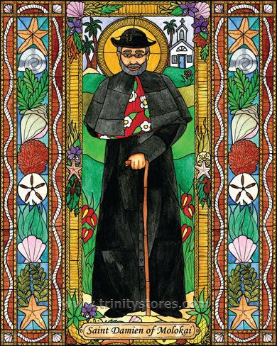 May 10 - St. Damien of Molokai artwork by Brenda Nippert.