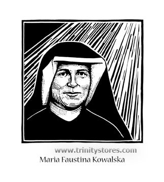 Oct 6 - “St. Maria Faustina Kowalska” © artwork by Julie Lonneman.