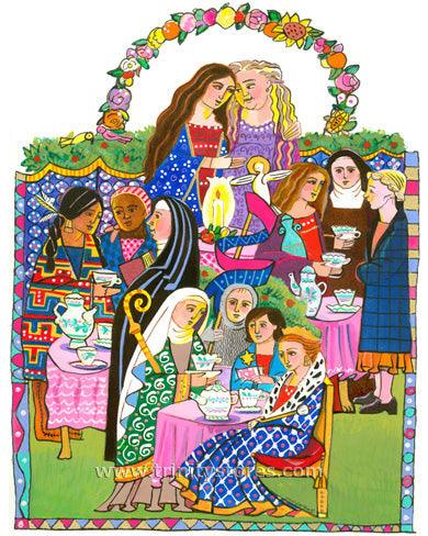 Oct 6 - Saintly Tea Party artwork by Br. Mickey McGrath, OSFS. - trinitystores