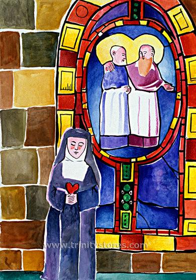 Oct 17 - St. Margaret Mary Alacoque at Window artwork by Br. Mickey McGrath, OSFS. - trinitystores