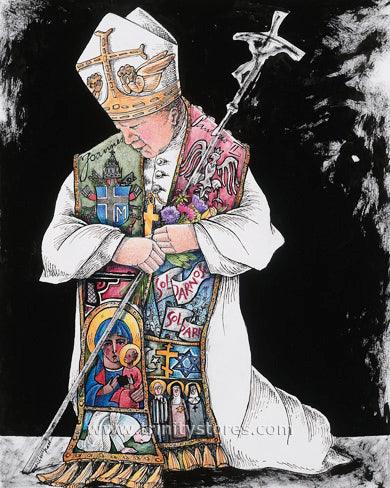 Oct 22 - St. John Paul II Kneeling artwork by Br. Mickey McGrath, OSFS. - trinitystores