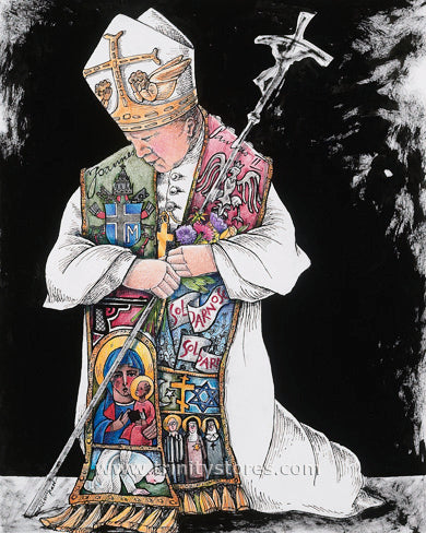 Oct 22 - “St. John Paul II Kneeling” © artwork by Br. Mickey McGrath, OSFS.