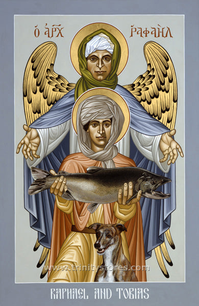 Oct 24 - “St. Raphael and Tobias” © icon by Br. Robert Lentz, OFM.