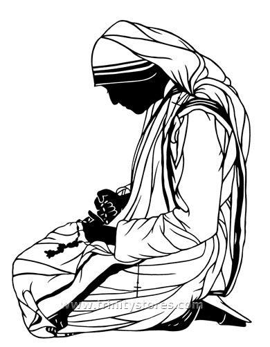 Sep 6 - St. Teresa of Calcutta (Kneeling) silhouette art by Dan Paulos. - trinitystores