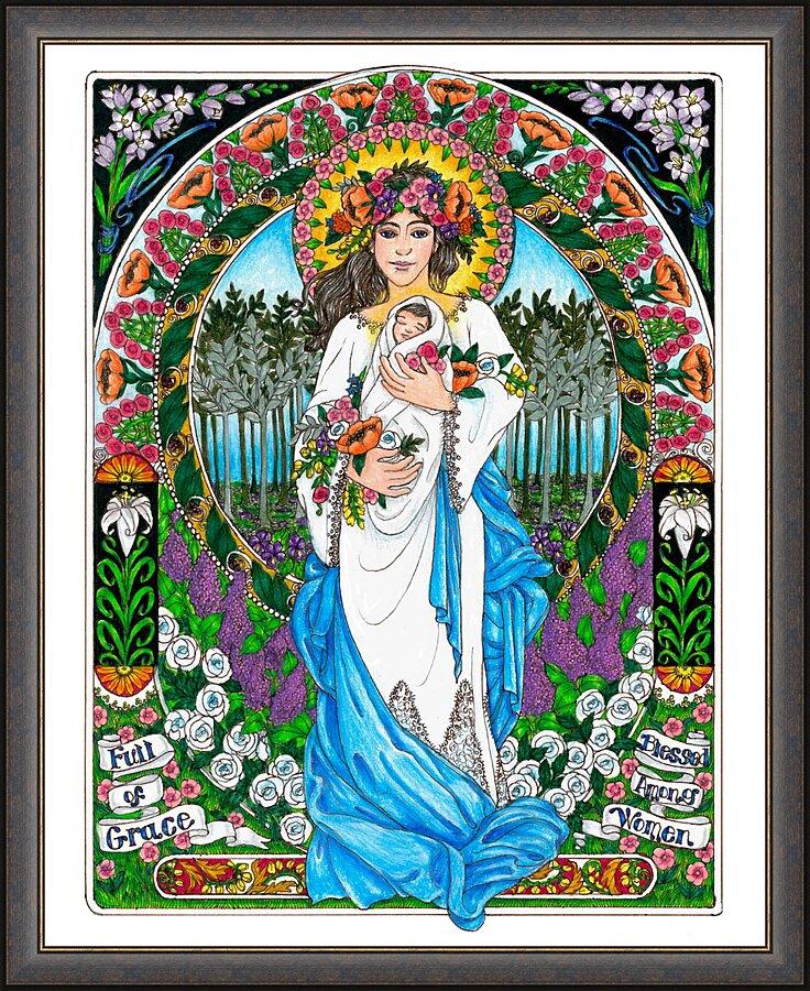 Wall Frame Espresso - Mary, Mother of God by Brenda Nippert - Trinity Stores