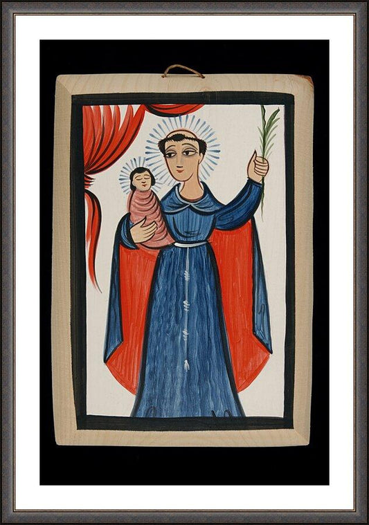 Wall Frame Espresso, Matted - St. Anthony of Padua by A. Olivas