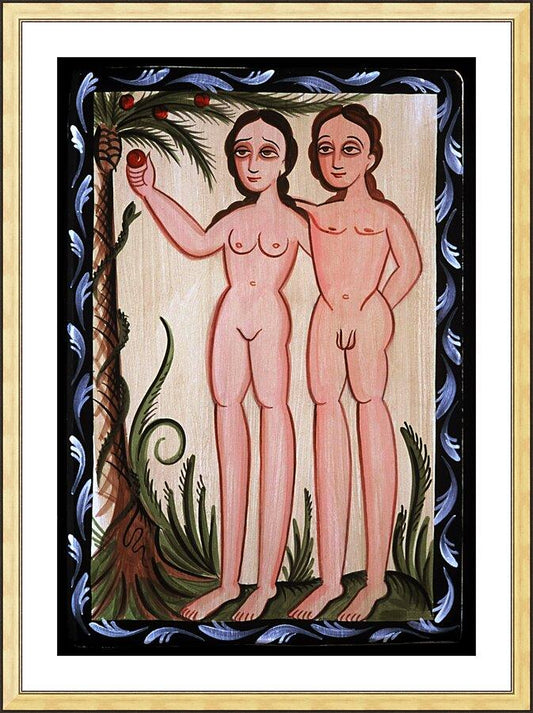 Wall Frame Gold, Matted - Adam and Eve by A. Olivas