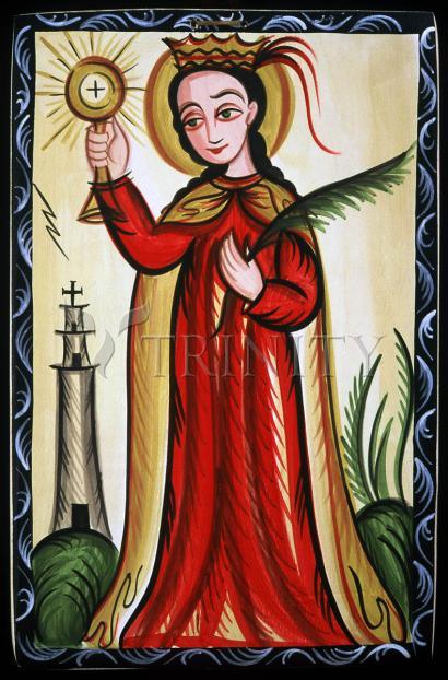 Wall Frame Black, Matted - St. Barbara by Br. Arturo Olivas, OFM - Trinity Stores