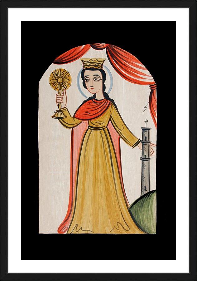 Wall Frame Black, Matted - St. Barbara by Br. Arturo Olivas, OFM - Trinity Stores