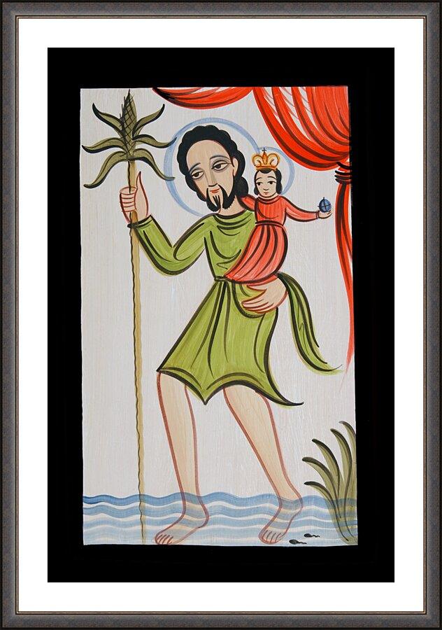 Wall Frame Espresso, Matted - St. Christopher by A. Olivas
