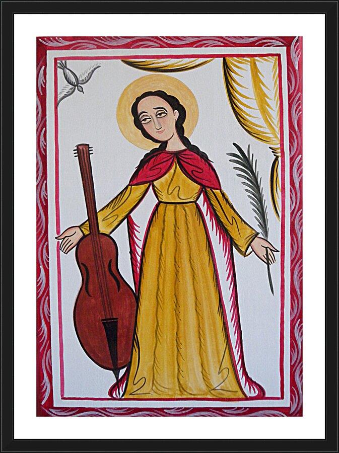 Wall Frame Black, Matted - St. Cecilia by Br. Arturo Olivas, OFM - Trinity Stores