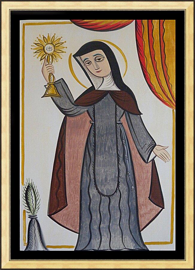 Wall Frame Gold - St. Clare of Assisi by A. Olivas