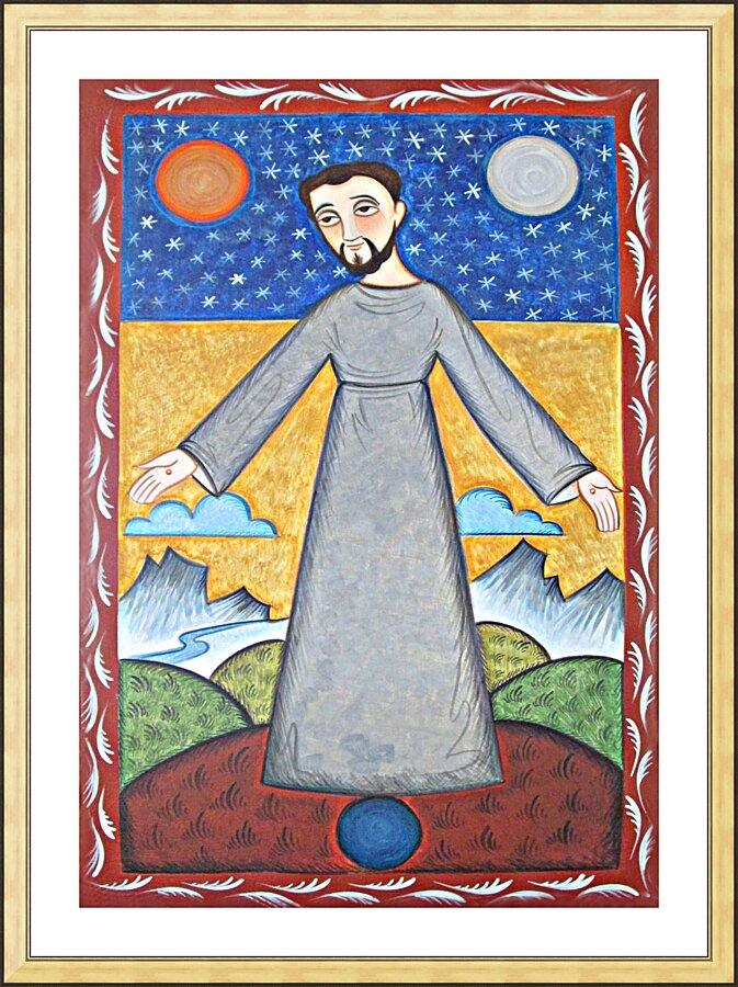 Wall Frame Gold, Matted - St. Francis of Assisi, Br. of Cosmos by Br. Arturo Olivas, OFS - Trinity Stores