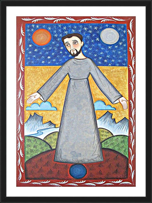 Wall Frame Black, Matted - St. Francis of Assisi, Br. of Cosmos by A. Olivas