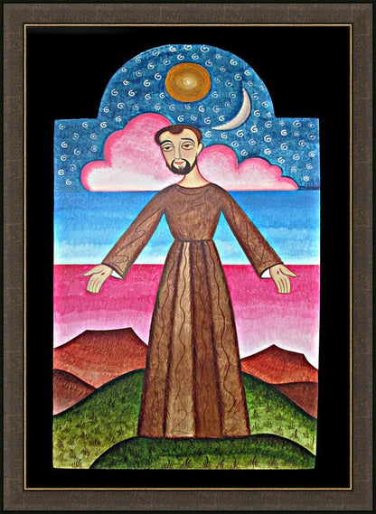 Wall Frame Espresso - St. Francis of Assisi, Herald of Creation by Br. Arturo Olivas, OFS - Trinity Stores