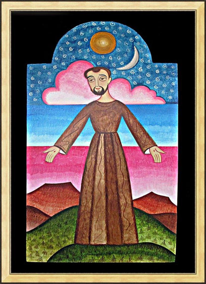 Wall Frame Gold - St. Francis of Assisi, Herald of Creation by A. Olivas