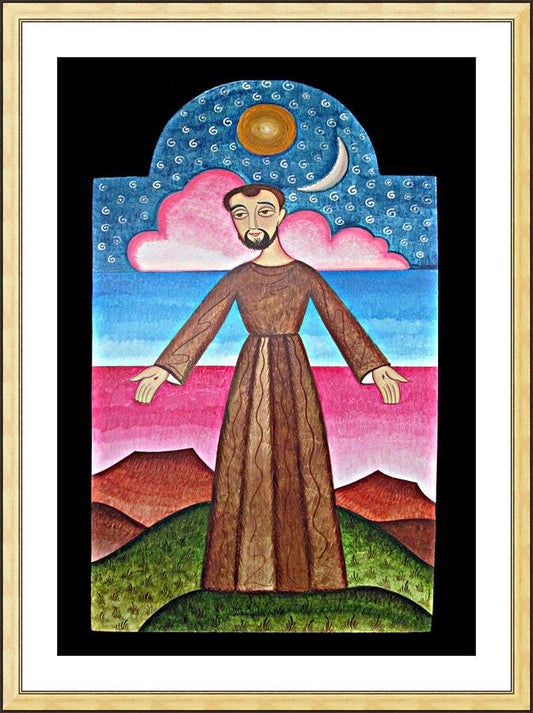 Wall Frame Gold, Matted - St. Francis of Assisi, Herald of Creation by A. Olivas