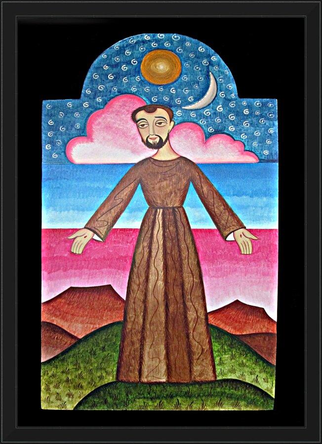 Wall Frame Black - St. Francis of Assisi, Herald of Creation by A. Olivas