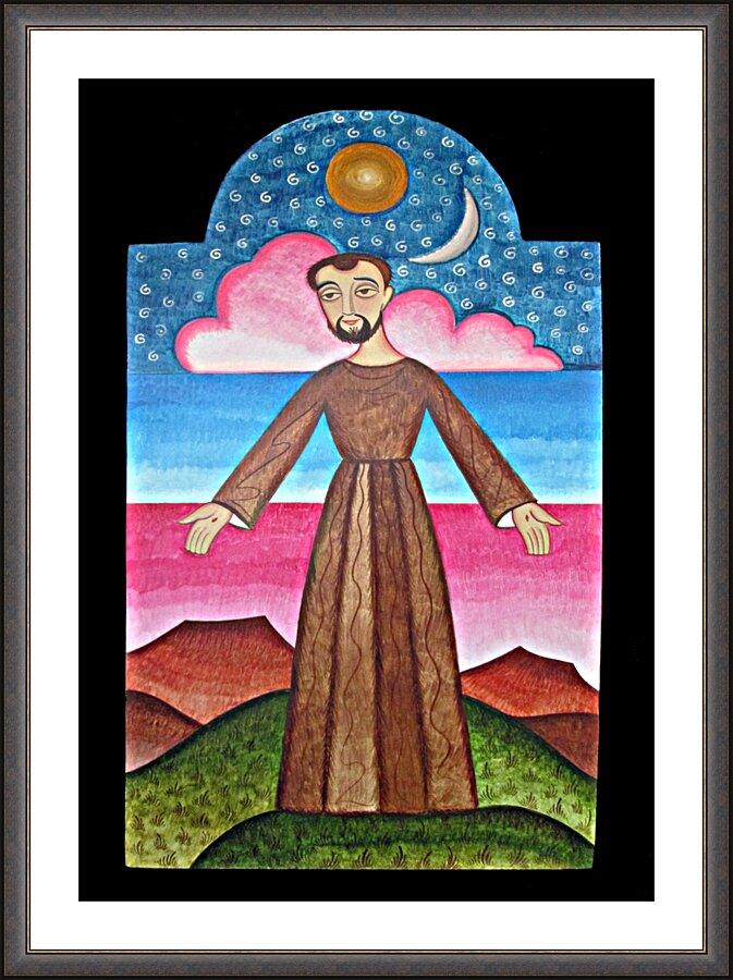 Wall Frame Espresso, Matted - St. Francis of Assisi, Herald of Creation by Br. Arturo Olivas, OFS - Trinity Stores
