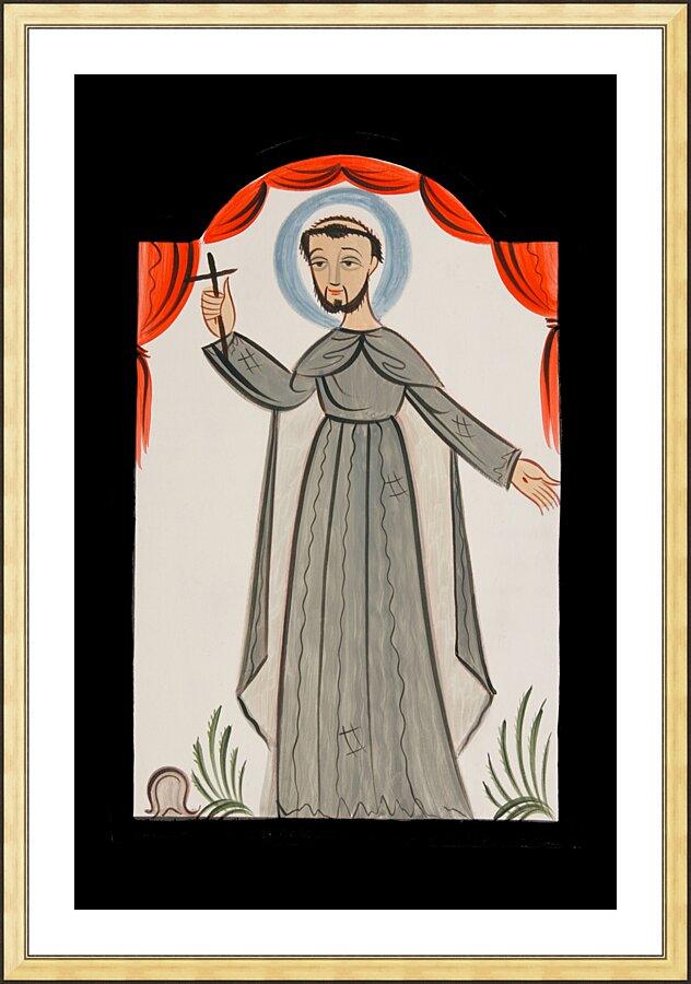 Wall Frame Gold, Matted - St. Francis of Assisi by A. Olivas
