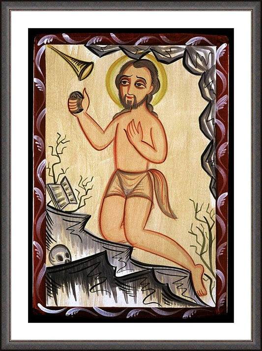 Wall Frame Espresso, Matted - St. Jerome by A. Olivas