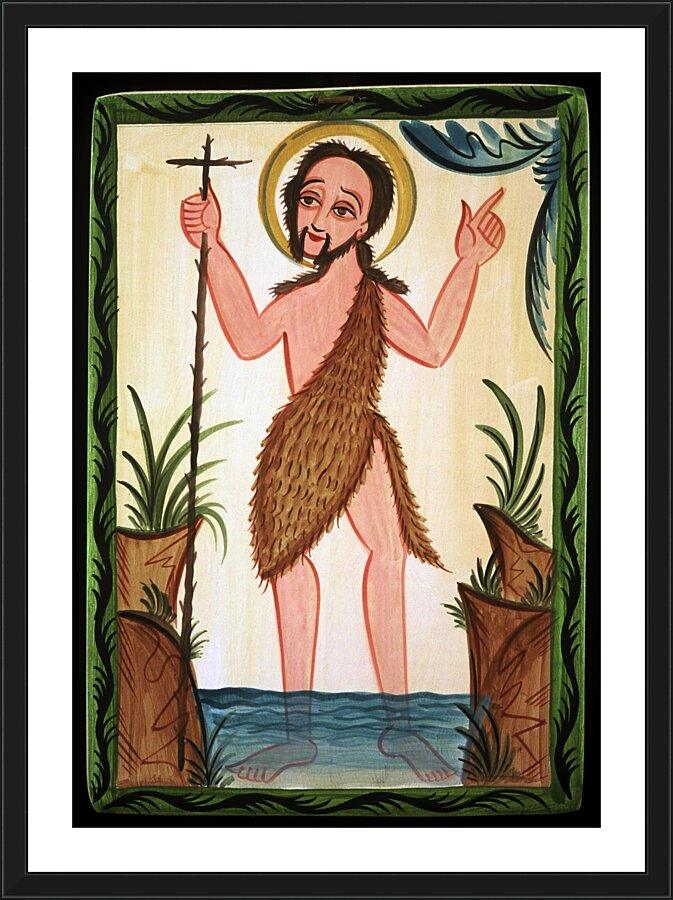 Wall Frame Black, Matted - St. John the Baptist by Br. Arturo Olivas, OFS - Trinity Stores