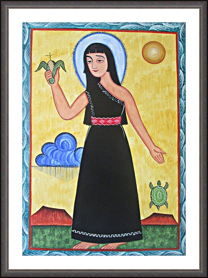 Wall Frame Espresso, Matted - St. Kateri Tekakwitha by A. Olivas