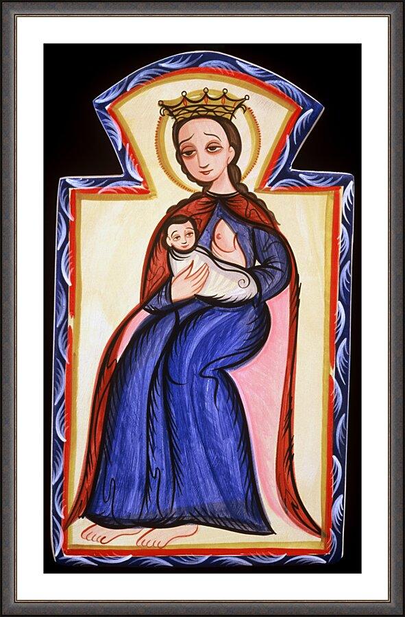 Wall Frame Espresso, Matted - Our Lady of the Milk by Br. Arturo Olivas, OFS - Trinity Stores