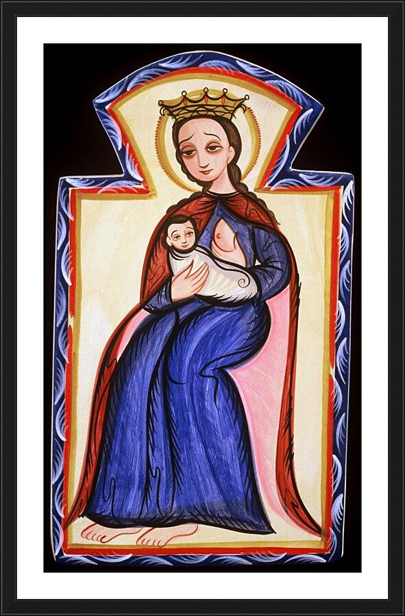 Wall Frame Black, Matted - Our Lady of the Milk by Br. Arturo Olivas, OFM - Trinity Stores