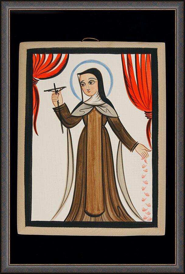 Wall Frame Espresso - St. Thérèse of Lisieux by Br. Arturo Olivas, OFS - Trinity Stores